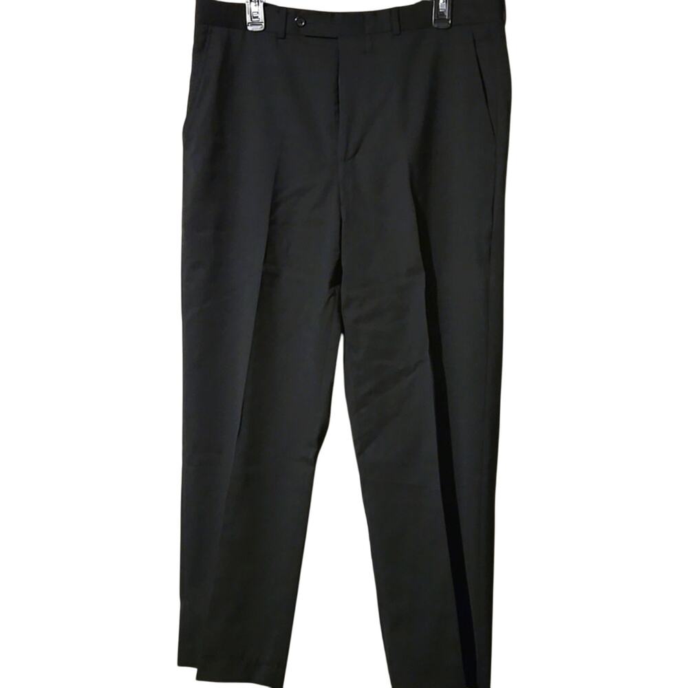 Men's Stafford 36/30 Classic Black 100% Worsted Wool Dress Pants [0173]
